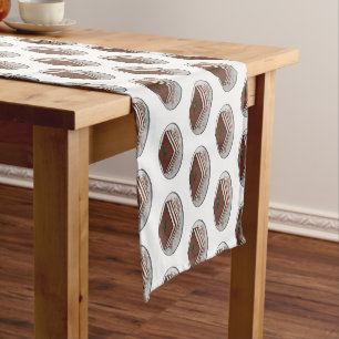 Tiramisu cake cartoon illustration short table runner