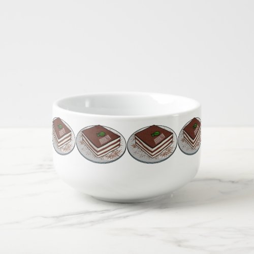 Tiramisu cake cartoon illustration soup mug