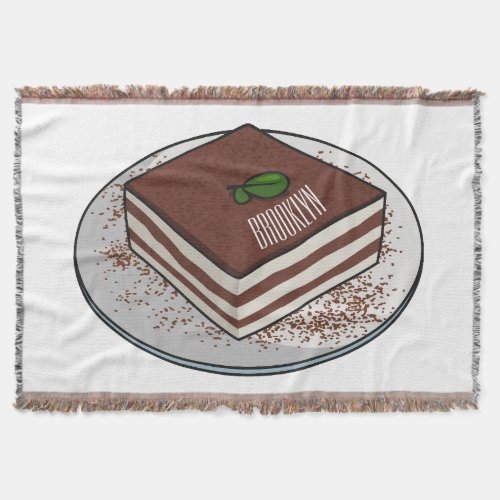 Tiramisu cake cartoon illustration throw blanket