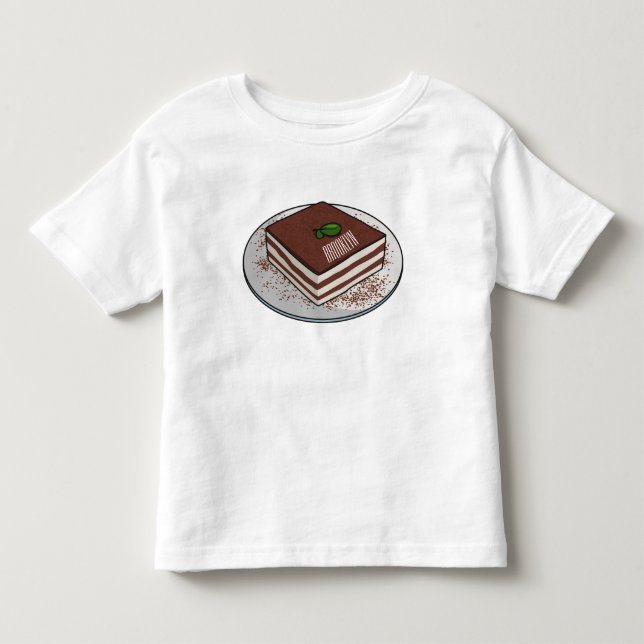 Tiramisu cake cartoon illustration toddler t-shirt (Front)