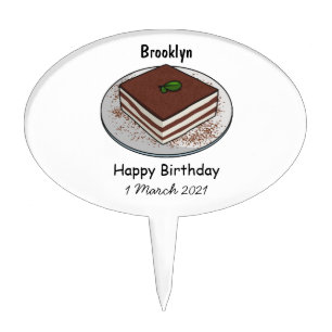Tiramisu cake cartoon illustration  topper