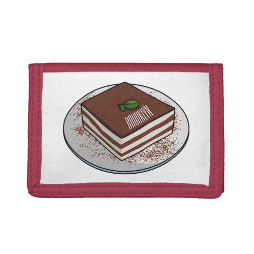 Tiramisu cake cartoon illustration  trifold wallet