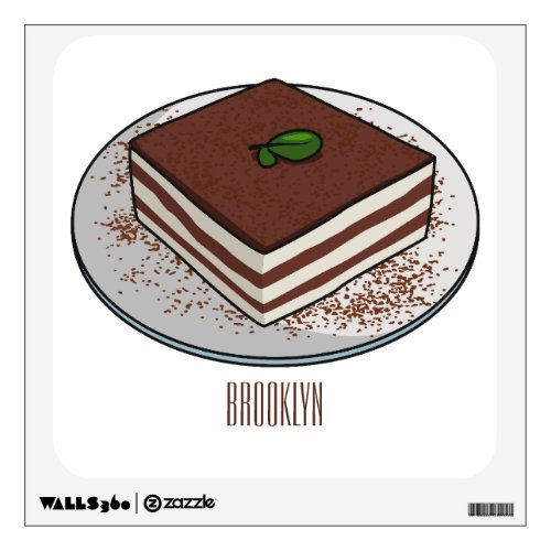 Tiramisu cake cartoon illustration wall decal