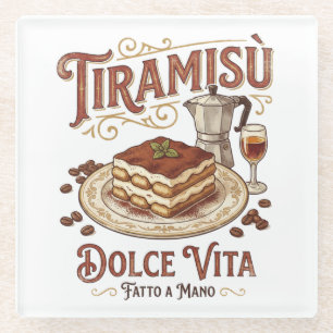 Tiramisu Dolce Vita Italian Dessert Glass Coaster