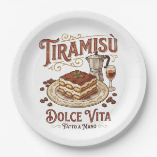 Tiramisu Dolce Vita Italian Dessert Paper Plates