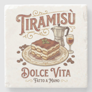 Tiramisu Dolce Vita Italian Dessert Stone Coaster