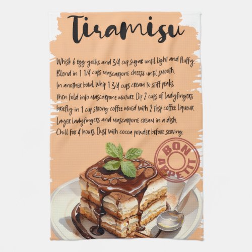 Tiramisu Recipe Kitchen Towel