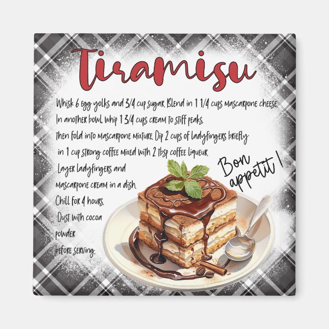 Tiramisu recipe magnet (Front)