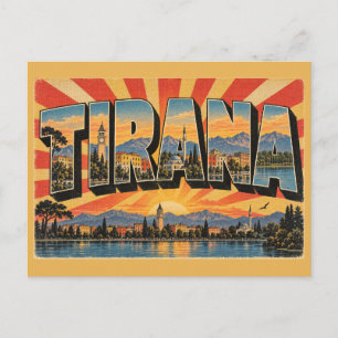 Tirana Albania Colorful City Lake Art Postcard