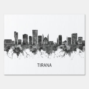 Tirana Albania Skyline BW Sign