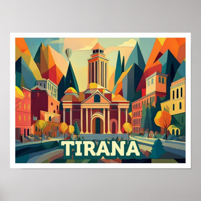 Tirana Albania Travel artistic colorful Poster (Front)