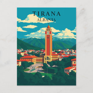 Tirana, Albania Vintage Travel Balkan Art Postcard