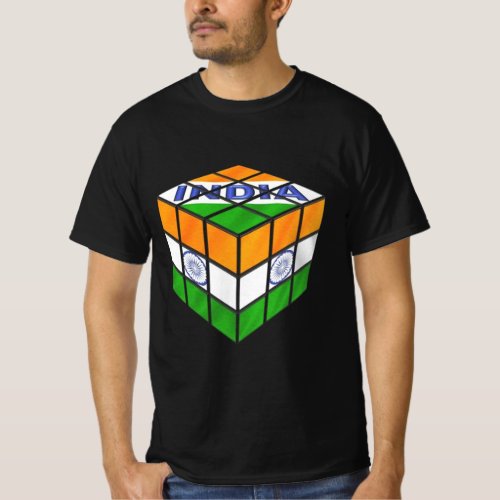 Tiranga Flag Cube T_Shirt