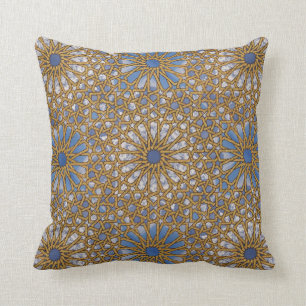 Tirazut Sky Blue and Gold Throw Pillow