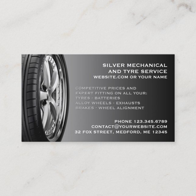 Tire and Auto Repair Business Card Template (Front)