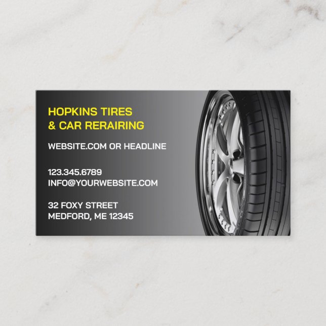 Tire and Auto Repair Business Card Template (Front)