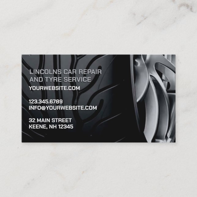 Tire and Auto Repair Business Card Template (Front)