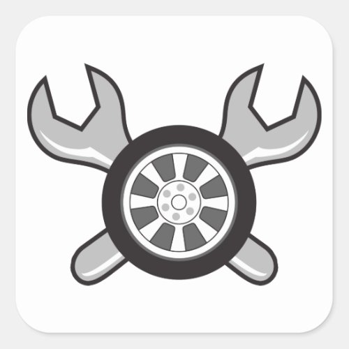 Tire and Wrenches Square Sticker