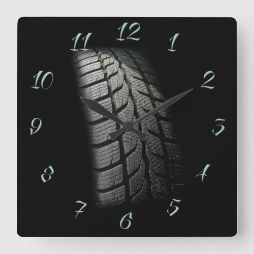 Tire center  square wall clock