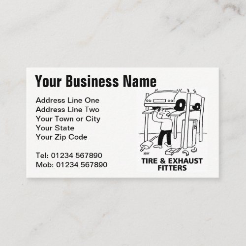 Tire  Exhaust Fitters Cartoon Business Card