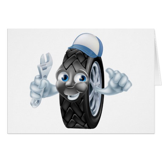 Tire mechanic cartoon character (Front Horizontal)