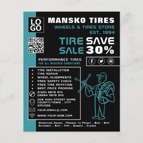 Tire Repair Logo TireTyre Specialist Shop Flyer