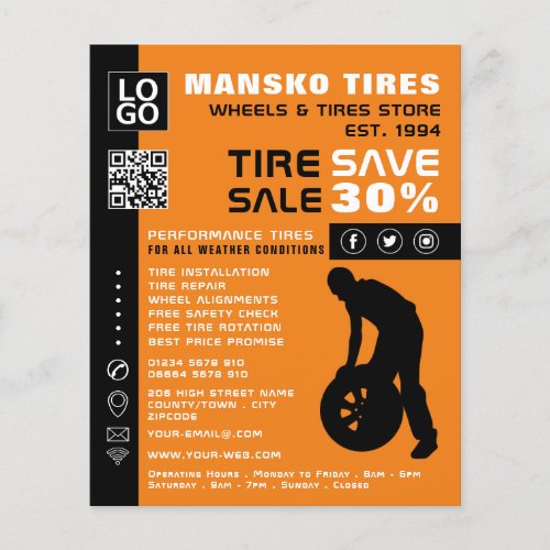 Tire Repair Man Design TireTyre Specialist Shop Flyer