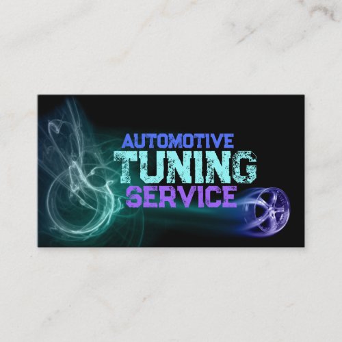Tire Rim With Flames Black Business Card