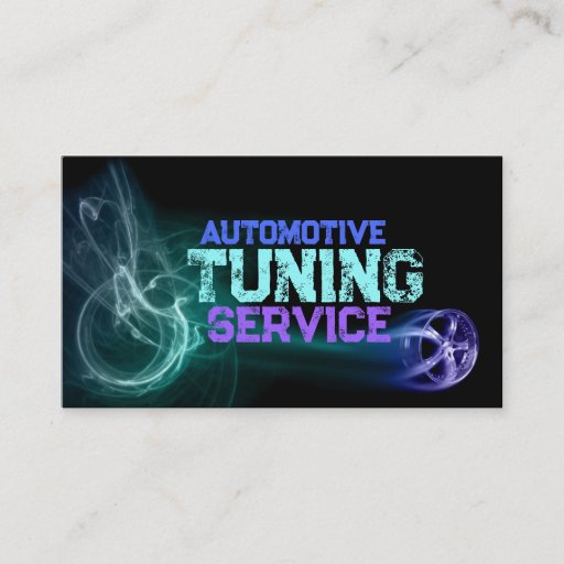 Customizable Tire Rim With Flames Black Business Card