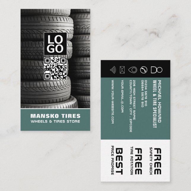 Tire Stack Design, Tire/Tyre Specialist Business Card (Front/Back)