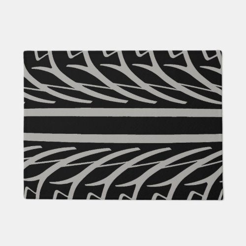 Tire Texture Abstract Pattern in Black and White Doormat