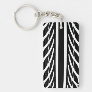 Tire Texture Abstract Pattern in Black and White Keychain