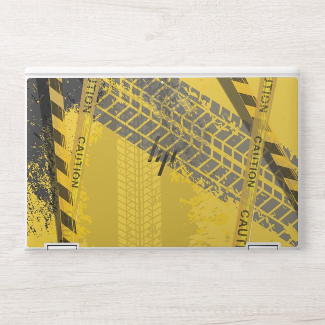 Tire track trace yellow caution HP laptop skin (Front)
