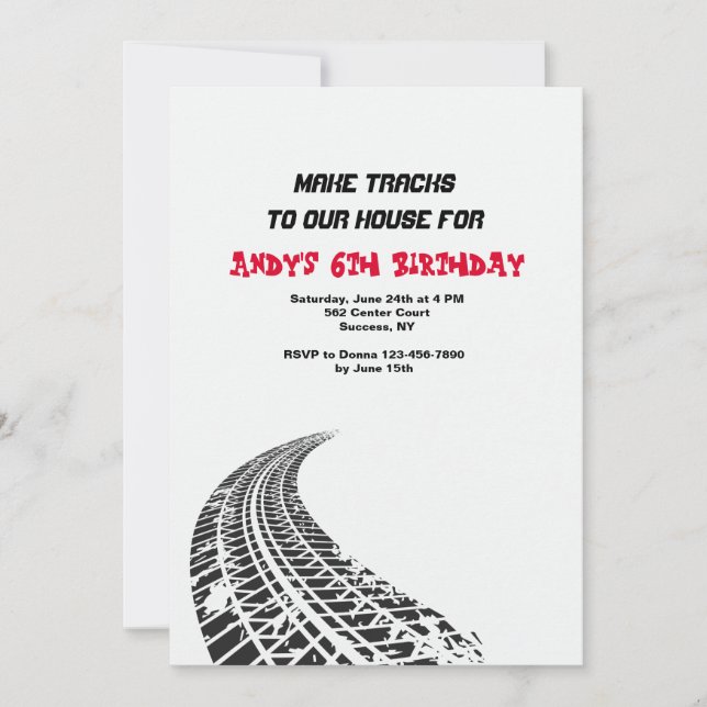 Tire Tracks Invitation (Front)