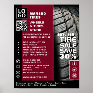 Tire Tread Design, Tire/Tyre Specialist Shop Poster