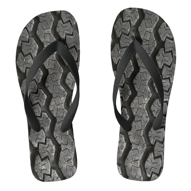 Tire Treads Funny Flip Flops (Footbed)