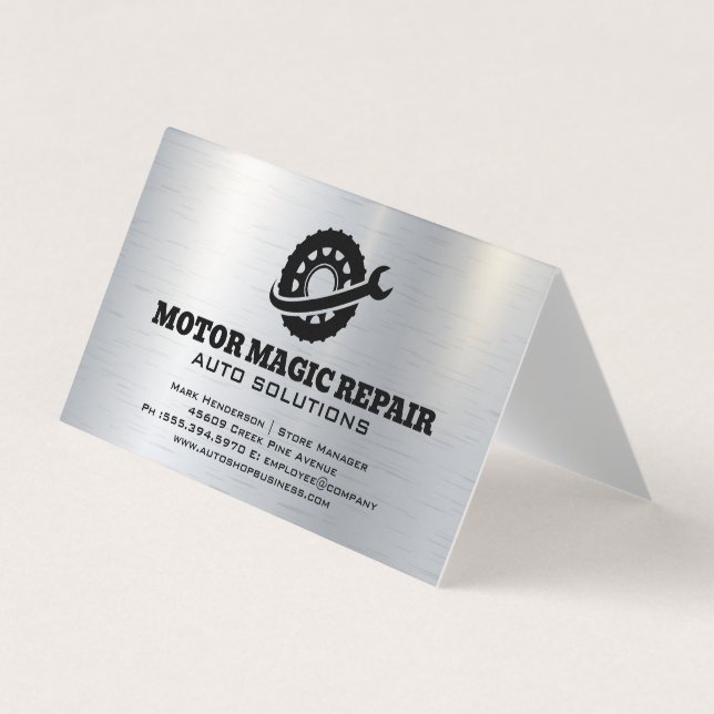 Tire Wrench Logo | Auto Repair Shop Business Card (Front)