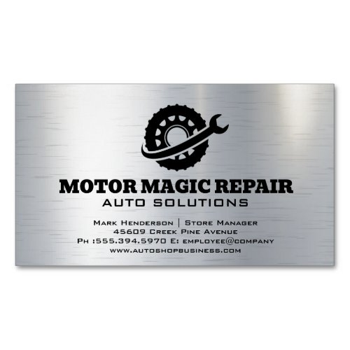 Tire Wrench Logo  Auto Repair Shop Business Card Magnet