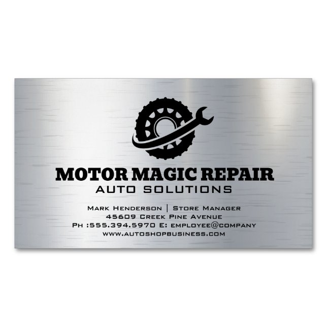 Tire Wrench Logo | Auto Repair Shop Business Card Magnet (Front)