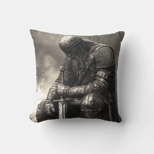 Tired After Battle Throw Pillow (Front)