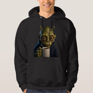 Tired Alien Morning Coffee Graphic Hoodie