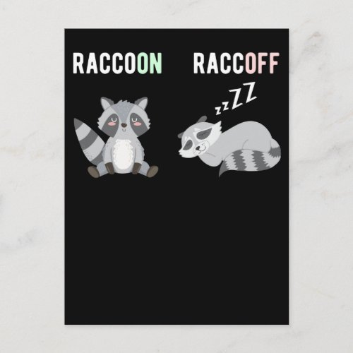 Tired Animal Pun Sleeping Raccoon Postcard