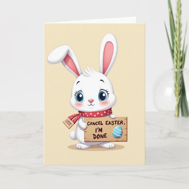 Tired Bunny Holiday Greeting Card (Front)