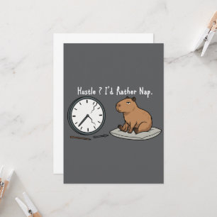 Tired Capybara Humor I'd Rather Nap and Clock Invitation