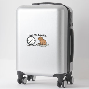 Tired Capybara Humor "I'd Rather Nap" Sticker