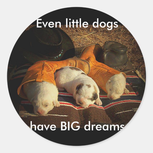 Tired Cowboy Puppies Classic Round Sticker (Front)