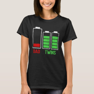 Tired Dad Low Battery Twins Full Charge Father's D T-Shirt