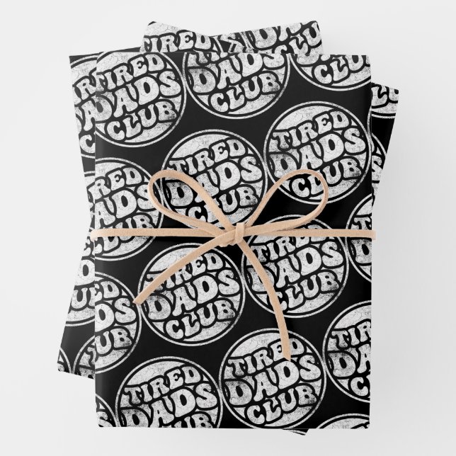 Tired Dads Club Funny Wrapping Paper Sheets (In situ)