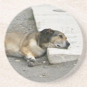 Tired Dog coaster, customizable Drink Coaster