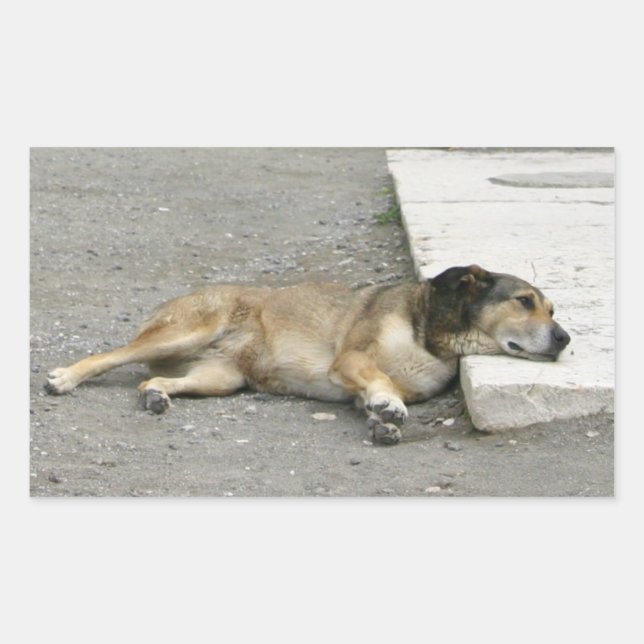 Tired Dog stickers, customize Rectangular Sticker (Front)